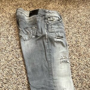 Silver Suki mid ankle, slim gray denim jeans